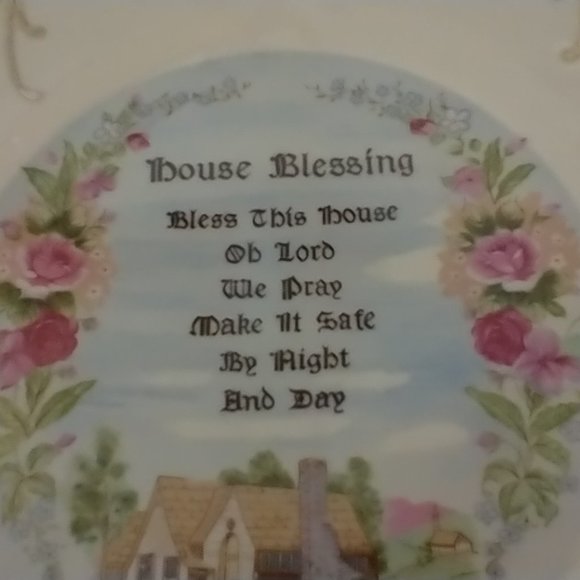 Ceramic House Blessing Plate Gold Gilded Made in Japan - Picture 3 of 16